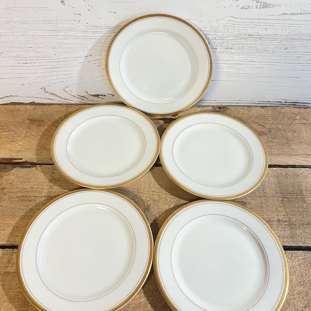 Syracuse china plates gold white old colony dessert bread